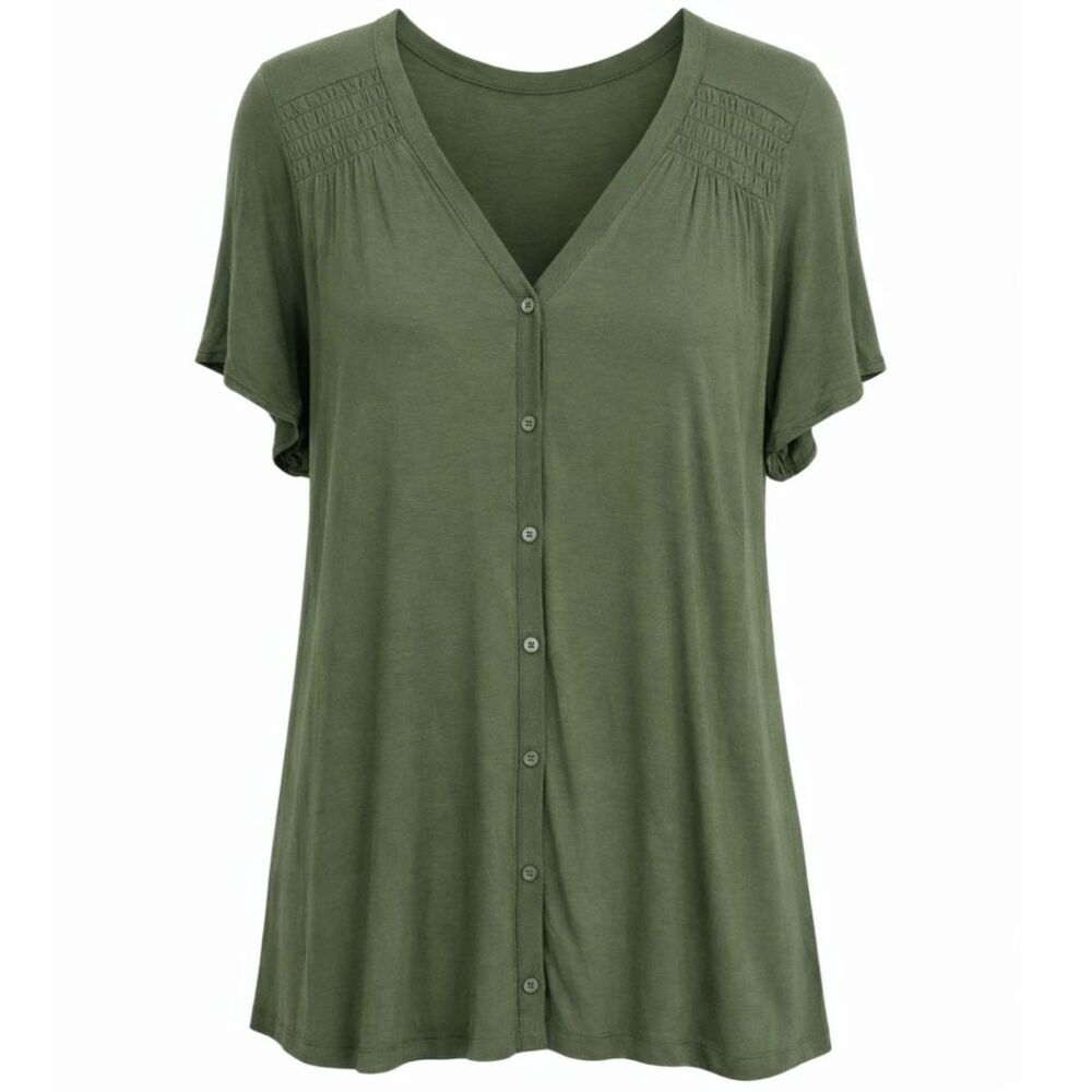 OLD NAVY LUXE CASUAL BUTTON FRONT CLASSIC LOOSE FIT EVERYDAY WEAR BLOUSE LARGE